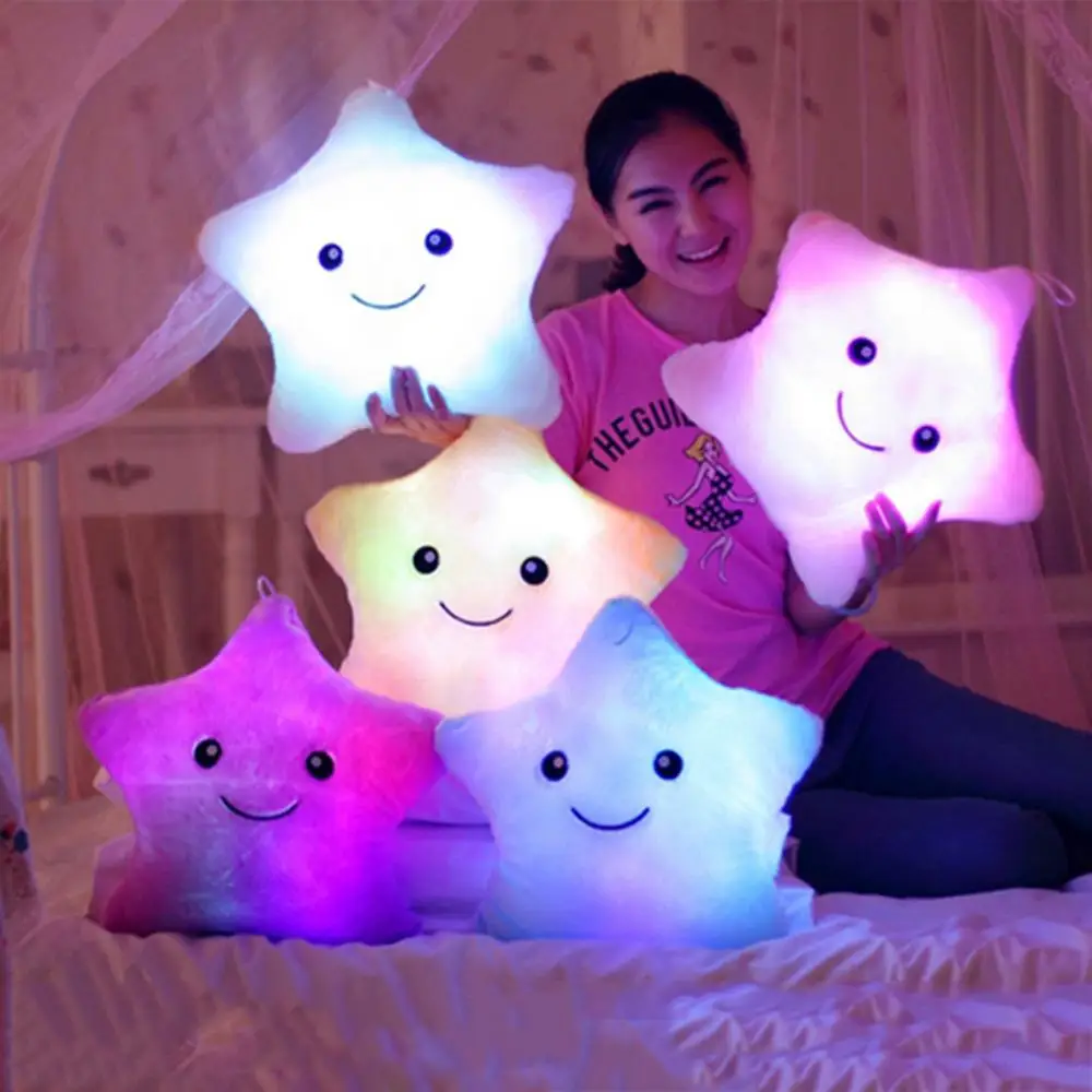 

LED Star Heart Plush Stuffed Dolls Colorful Pillows Toys Kids Gift Home Decor