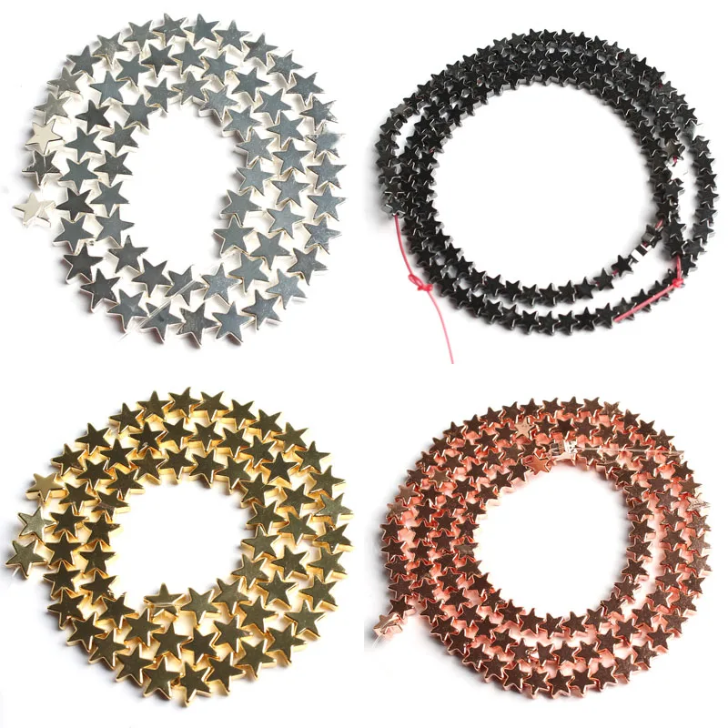Natural Rose Gold Placted Star Hematite Stone Loose Beads For Jewelry