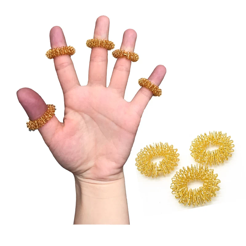 5pcs Lot Finger Massage Gold Ring Acupuncture Ring Body Massage RelaxationChinese Medicine font b Weight b