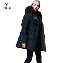 Новая мода, высокое качество, женский зимний пуховик, роскошный большой натуральный меховой воротник, женский теплый пуховик, тонкий, PQ126