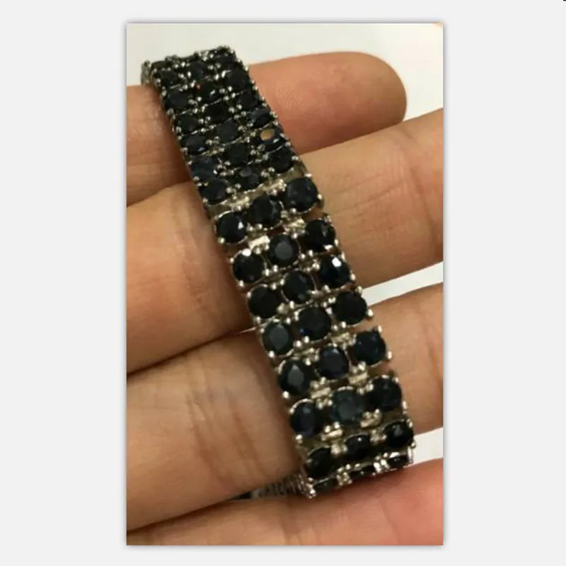 

2017 Real Qi Xuan_Free Mail Dark Blue Stone Luxury Bracelets_S925 Solid Silver Fashion Bracelets_Manufacturer Directly Sales