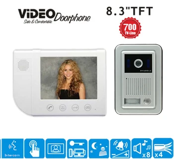 

ZHUDELE Luxury 8.3" video door phone home security intercom system doorbell 700 TVL HD camera waterproof cover 1V1