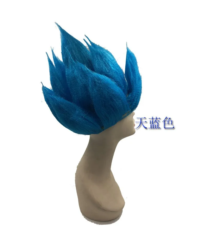 high quality Goku Cosplay Wigs Dragon Balls Super Saiyan Blue Red Black Yellow Goku Peluca Anime Men Adult Women Hair - Цвет: Небесно-голубой