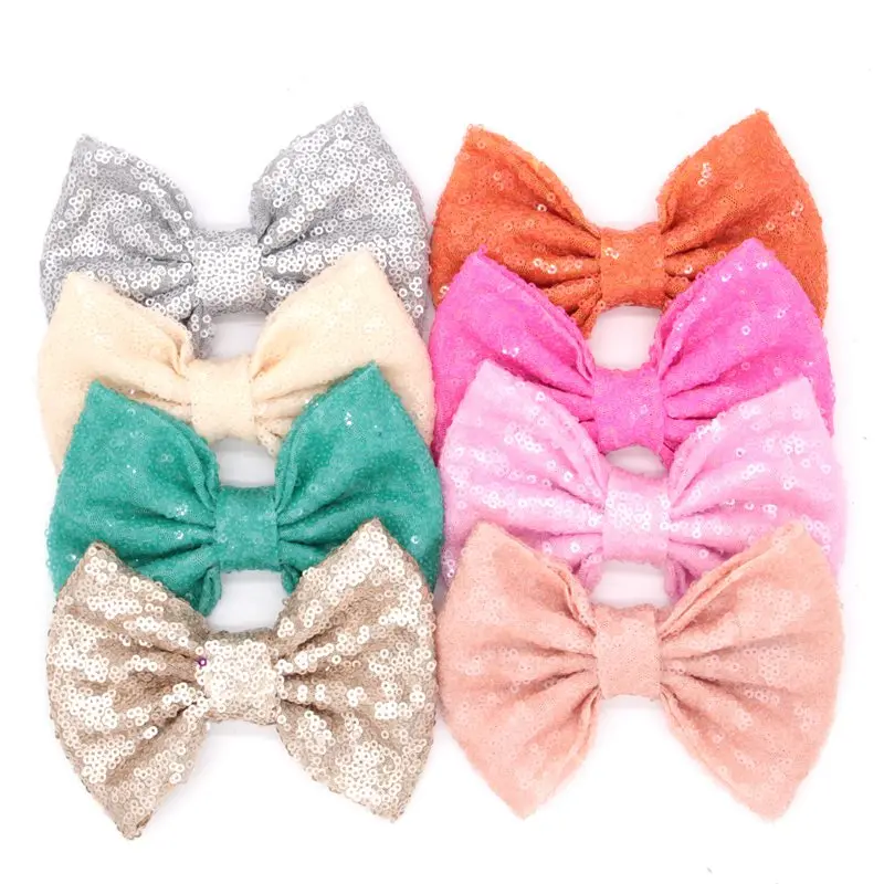 

300pcs/lot 32 colors DHL free shipping 5" Big Sequin Messy Bow without clips, hair accessories hair bow
