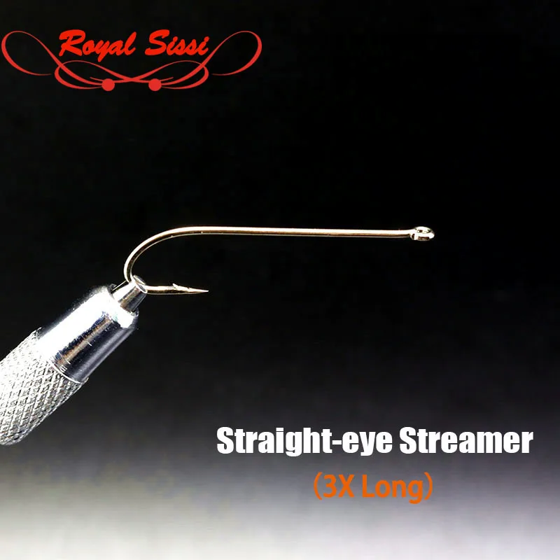 

2 sizes 3X long shank streamer hooks 4# 6# straight eye streamer fly hook saltwater fly fishing tying hooks for streamers &nymph