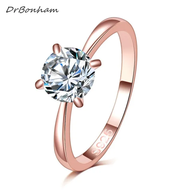 High quality 1.2ct rose gold color large CZ zircon stone rings Top Design 4 pron High quality 1.2ct rose gold color large CZ zircon stone rings Top Design 4 pron