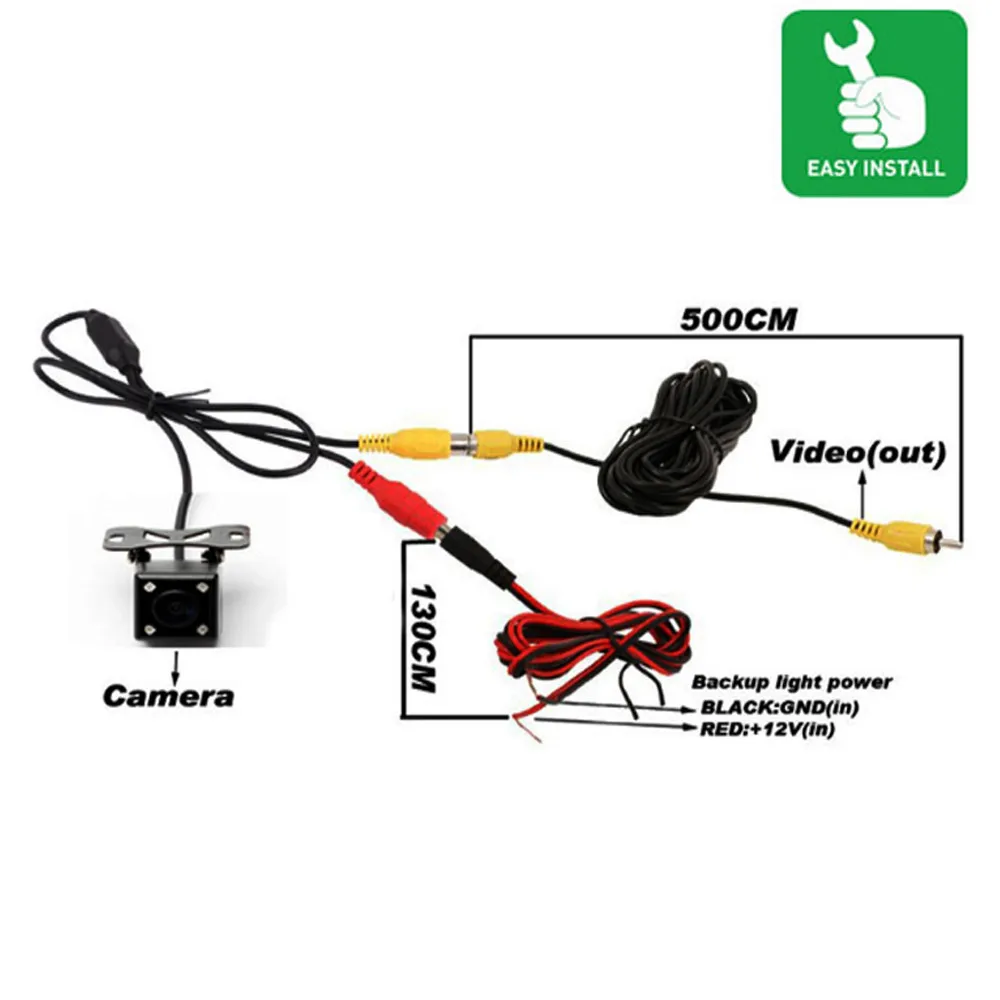 Podofo Car Rear View Camera Universal 4 Led Night Vision Backup Parking Reverse Camera Waterproof 170 Wide Angle Hd Color Image