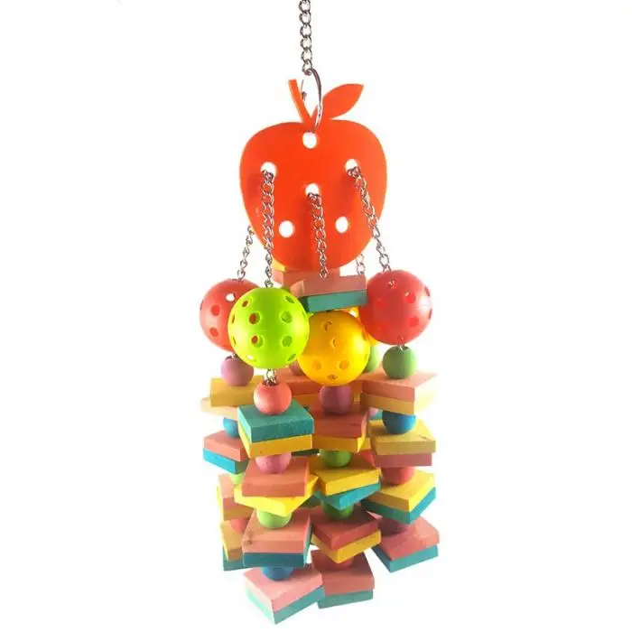 Large Medium Parrots Bite Toys Natural Wood Bird Chewing Toy for Cage Hanging-Drop