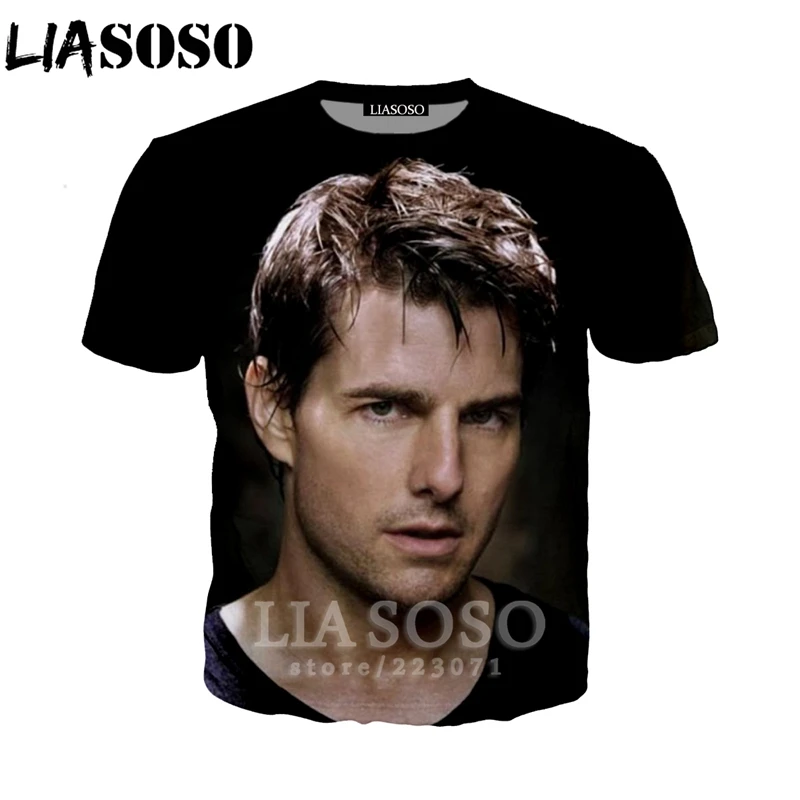 

LIASOSO Summer New Men Women 3D Print Celebrity Tom Cruise T Shirt Fashion Short Sleeve Top Sweatshirt Harajuku Pullover B057