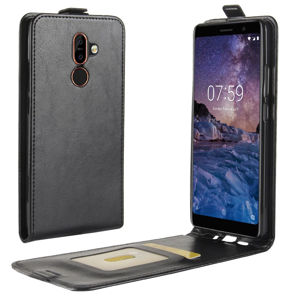 

Luxury Vertical PU Leather Case Cover For Nokia 7 Plus Flip Wallet Holster Card Slot Capa Fundas