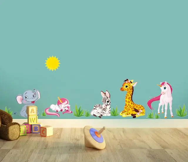 Children Bedroom Background Animal Pattern Removable Mural Wall