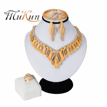 

MUKUN 2019 Fashion jewelry set Nigeria Dubai gold-color African bead jewelry wedding jewelry set African Bridal Wedding Gifts