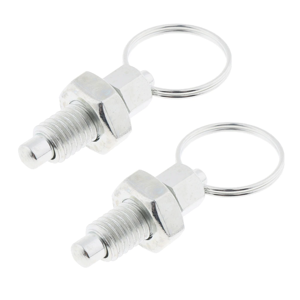 2Pcs Stainless Steel Non Lock-Out Indexing Plunger With Pull Ring M8