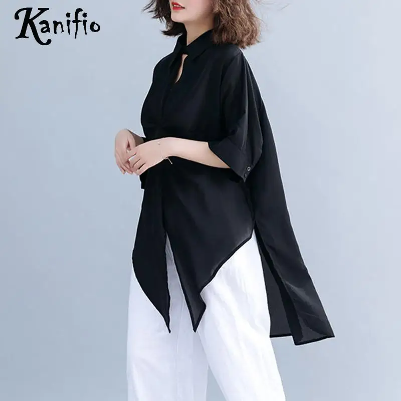 

Kanifio Plus Size Women Fashion Ladies Work Wear Blouse OL Business Shirt Summer Casual Loose Top Tees Female Tunics Blusas