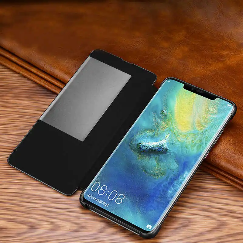 Genuine Leather Case For Huawei Mate 20 Pro Intelligent Case Cover Window View Coque For Huawei Mate 20 Case