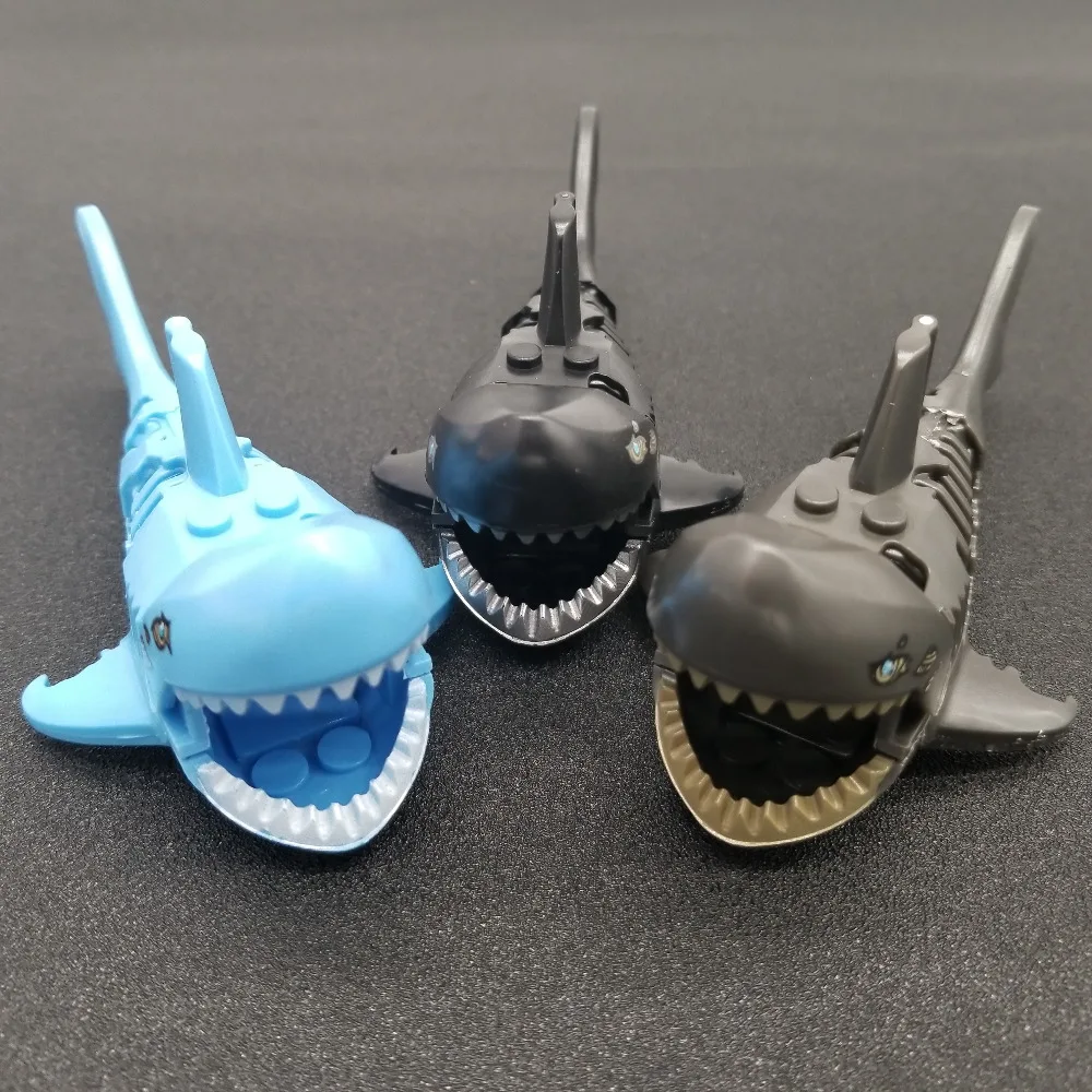 

3 Color Small Bricks Animal Shark Figures Model Compatible With Building Blocks Accessory Handmade Toys For Children X003