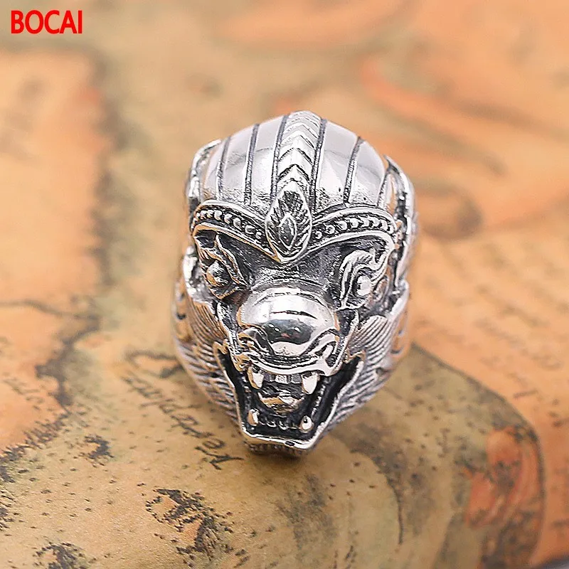 

S925 silver ornament Wide character version of the mythical wild animal ring of popular big yards