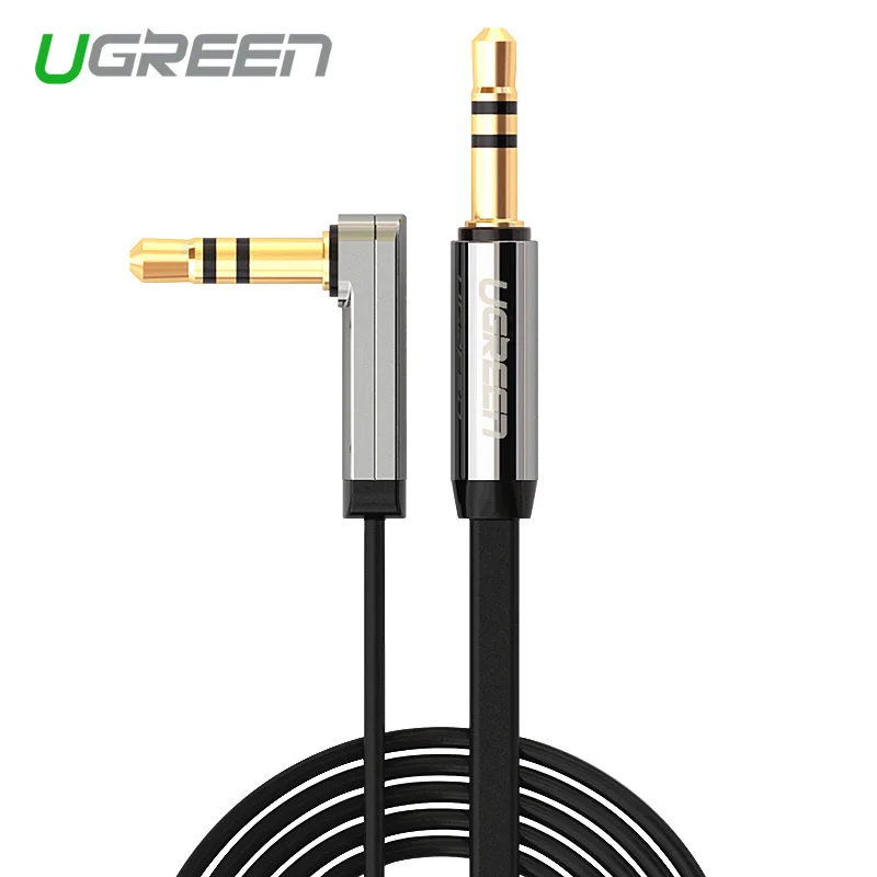 Ugreen 3.5mm audio cable 90 degree right angle flat jack 3.5 mm aux cable for car iPhone MP3/4 headphone beats speaker aux cord