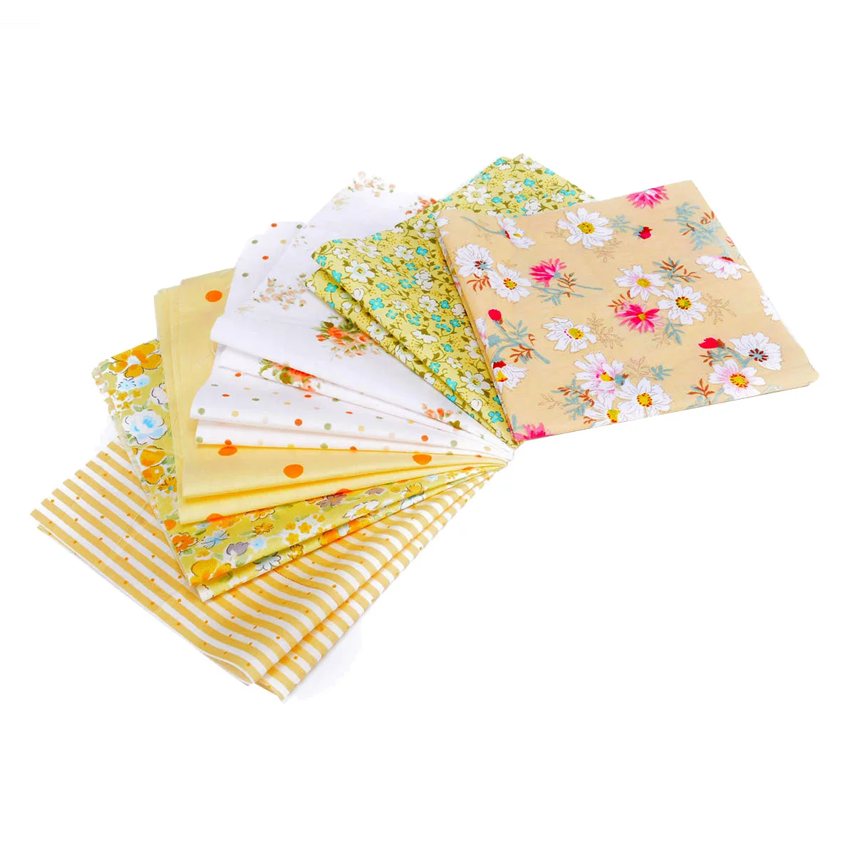 

7pcs/lot Light Yellow 25x25cm Squares 100% Cotton Patchwork Fabric Quilt Fabric Quarters DIY Sewing Doll Cloth