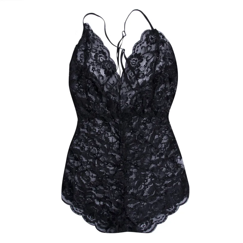 

Plus Size Sexy women ladies Lingerie Babydoll bodysuits sleeveless backless Lace floral fashion Underwear Nightwear Bodysuits
