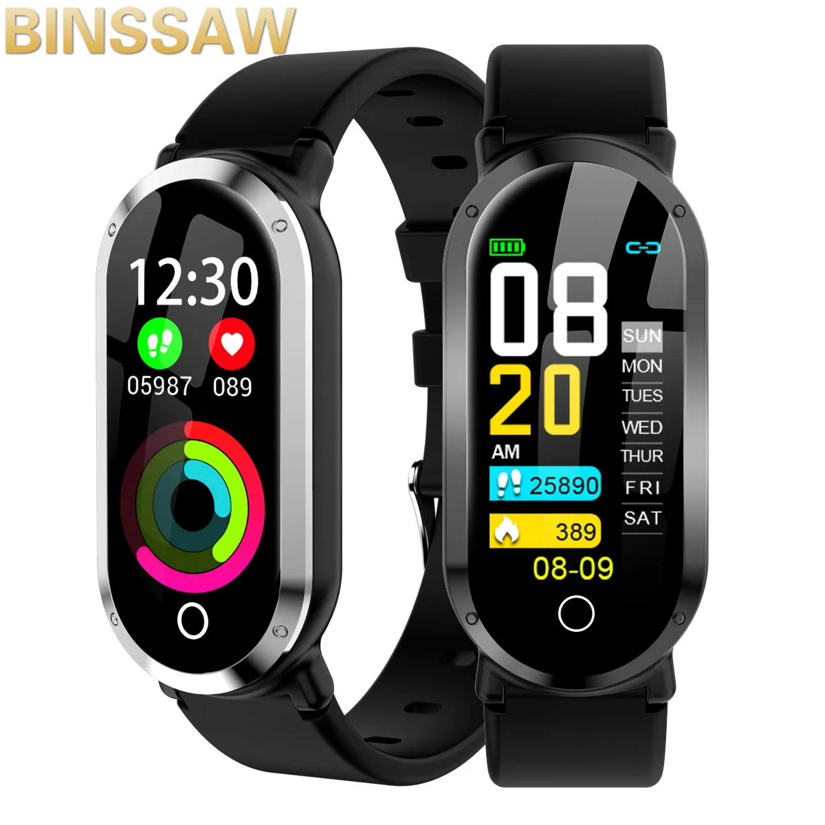 

BINSSSAW 2019 Superior luxury T1 Sport Fitness Activity tracker smart band support heart rate Waterproof wristband bracelet+BOX