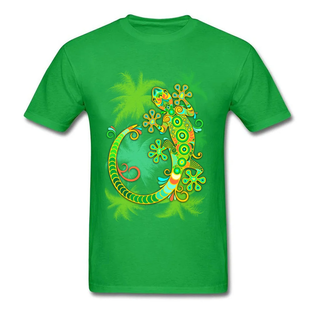 High Quality Gecko Lizard Colorful Tattoo Style Funny Top T-shirts Crewneck Pure Cotton Men Tops Shirt Tee Shirts April FOOL DAY Gecko Lizard Colorful Tattoo Style green