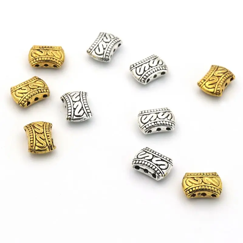 

25pcs/lot Antique Gold Silver Metal Three Holes Loose Spacer Beads For Jewelry Finding Diy Making Accessories Wholesale Supply