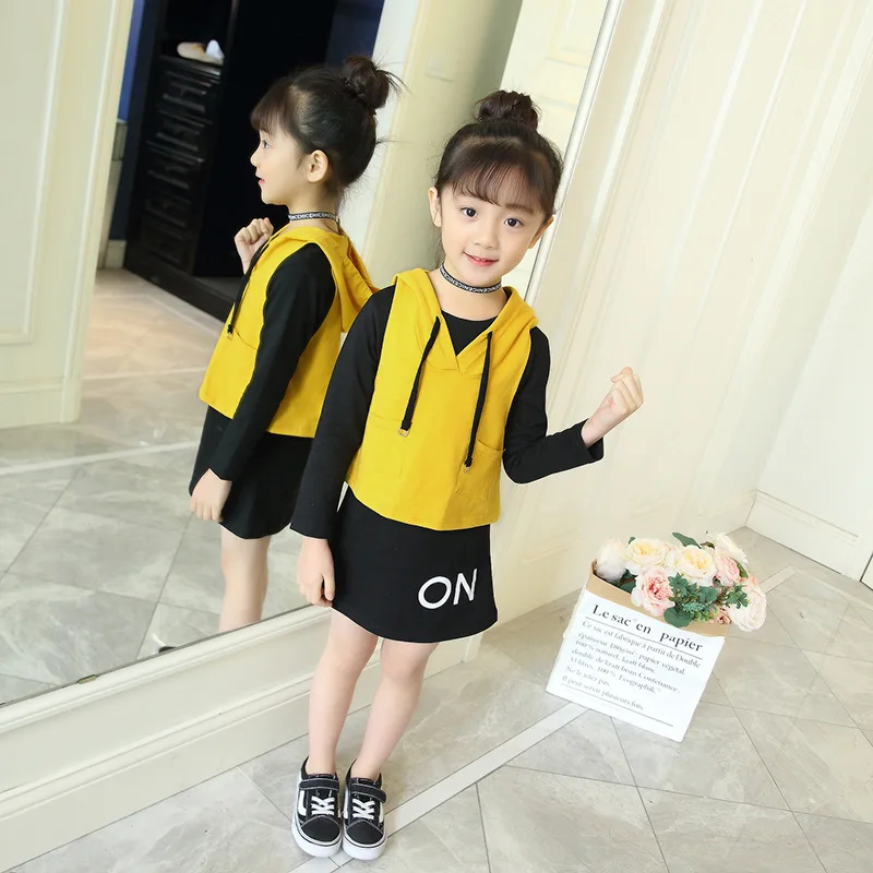

Girls' Spring and Autumn Suit 2018 New Style Sweater, Little Girl, Two Pieces, Autumn Children's Wear, Children's Sweater + Vest
