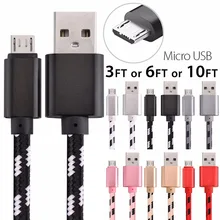 100 шт/Партия 1 м 2 м 3 м Плетеный Micro USB кабель для быстрой зарядки шнур для синхронизации для сотового телефона Android для samsung аксессуары Связки
