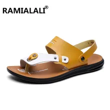 Ramialali/высококачественные сандалии мужские удобные мужские сандалии из кожи Классические летние сандалии для мужчин Нескользящие пляжные сандалии для улицы