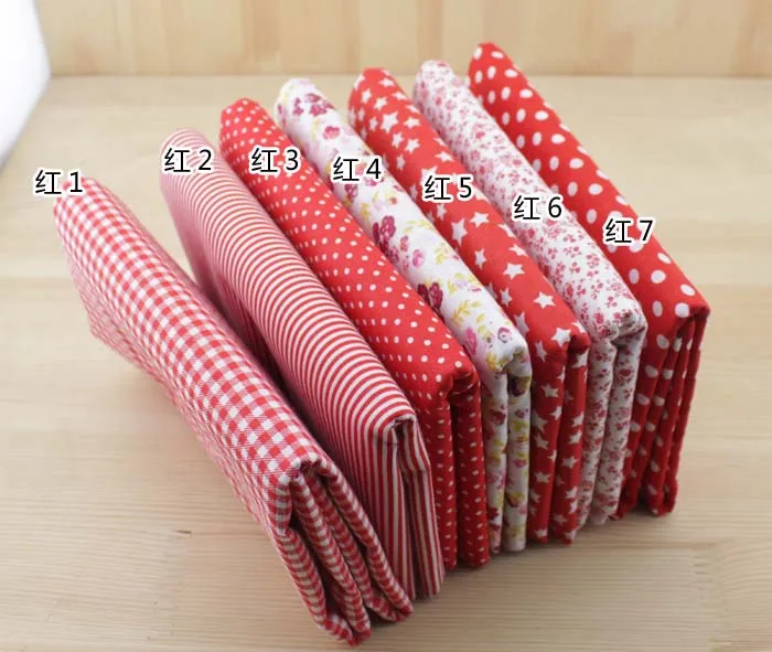 Tilda Red stripe Handmade 100% Cotton Fabric for DIY Craft Sewing Walletbag Tissue Scrapbooking Quilting 50*50cm 7 pcs | Дом и сад