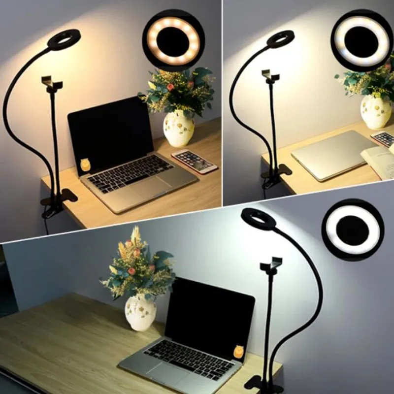 

LED Fill Light USB Power LED Selfie Ring Light with Mobile Phone Clip Holder Lazy Bracket Desk for Mobile Phone