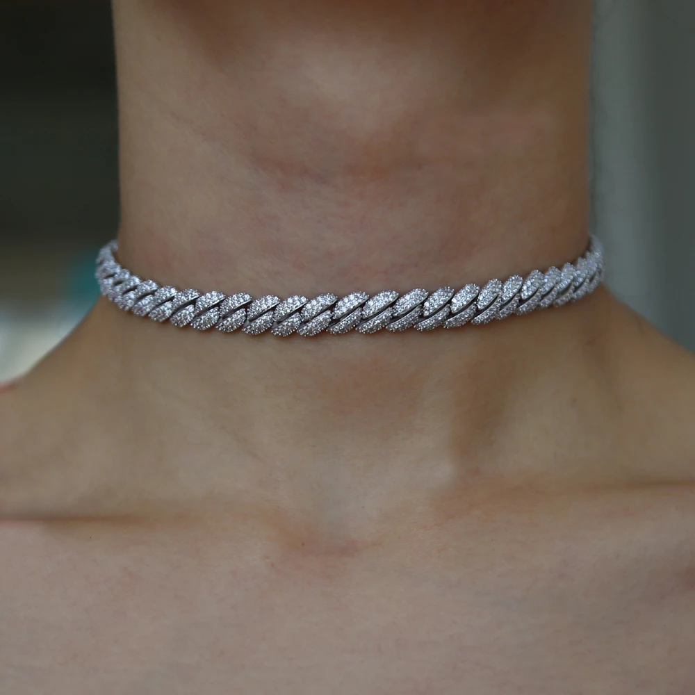 Хип-хоп шикарное большое крутое ожерелье для мужчин и мальчиков, регулируемое открытое ожерелье в виде панцирной кубинской цепочки с радужным CZ чокером, ювелирные изделия для женщин