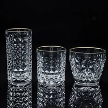 Высококачественная Золотая оправа молоток узор питьевая стеклянная чайная чашка новая чашка для напитков изолированное прозрачное стекло es виски стеклянная посуда для напитков LFB362