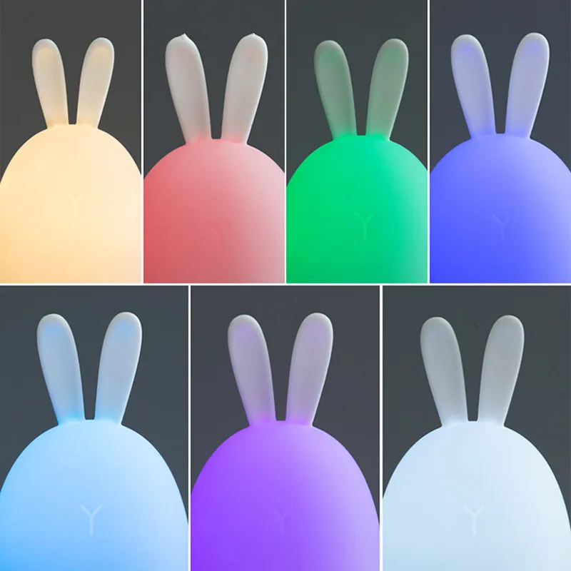 Силиконовый кролик светодиодный ночной Светильник RGB многоцветный USB аккумуляторная для Спальня вечерние праздника для маленьких детей с использованием - Испускаемый цвет: changeable