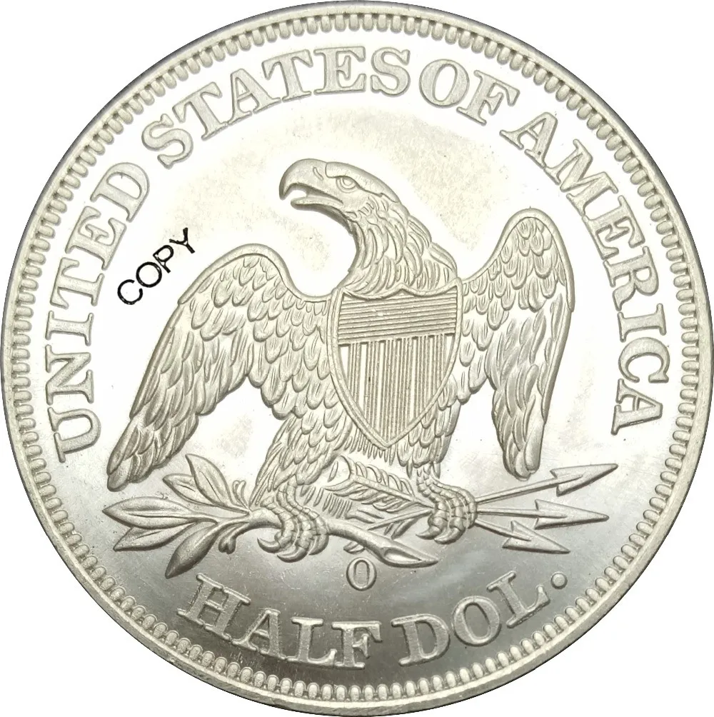Соединенные Штаты Liberty сидя полдоллара Большие буквы в легенде 1848 о нет девиз над орлом латунированная Серебряная имитация монеты