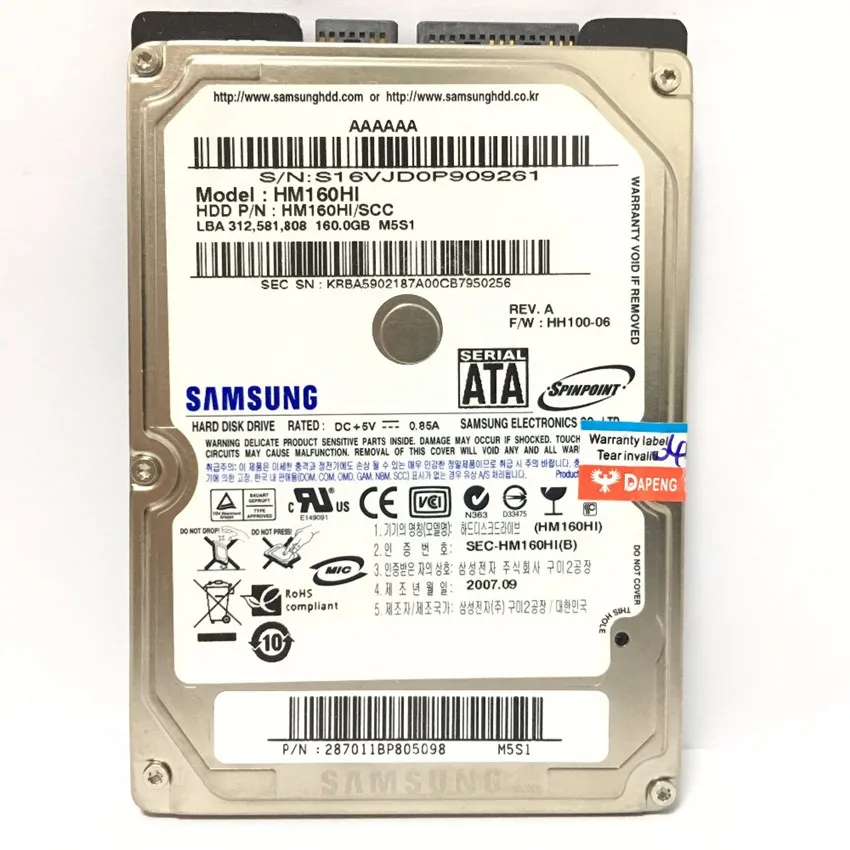 Внутренние жесткие диски Samsung для ноутбука диск 500 Гб 80 160 250 320 1 ТБ 2.5 HDD SATA 5400RPM 8