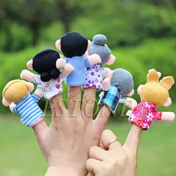 

new 6PCS Baby Kids Plush Cloth Doll Play Learn Story Game Family Finger Puppets Toys