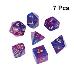 7 шт. многогранные кубики Количество игры фиолетовый и синий кости набор для MTG RPG настольная игра