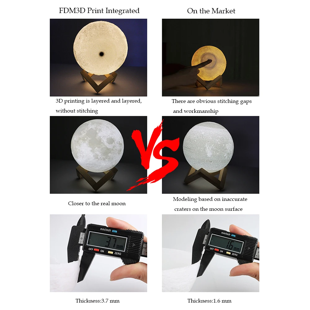 Индивидуальный Фотофон с 3D печатью, лунный светильник, 2/16 цветов, лунный ночник с сенсорным выключателем, дистанционный лунный светильник, зарядка через usb для детей и дома