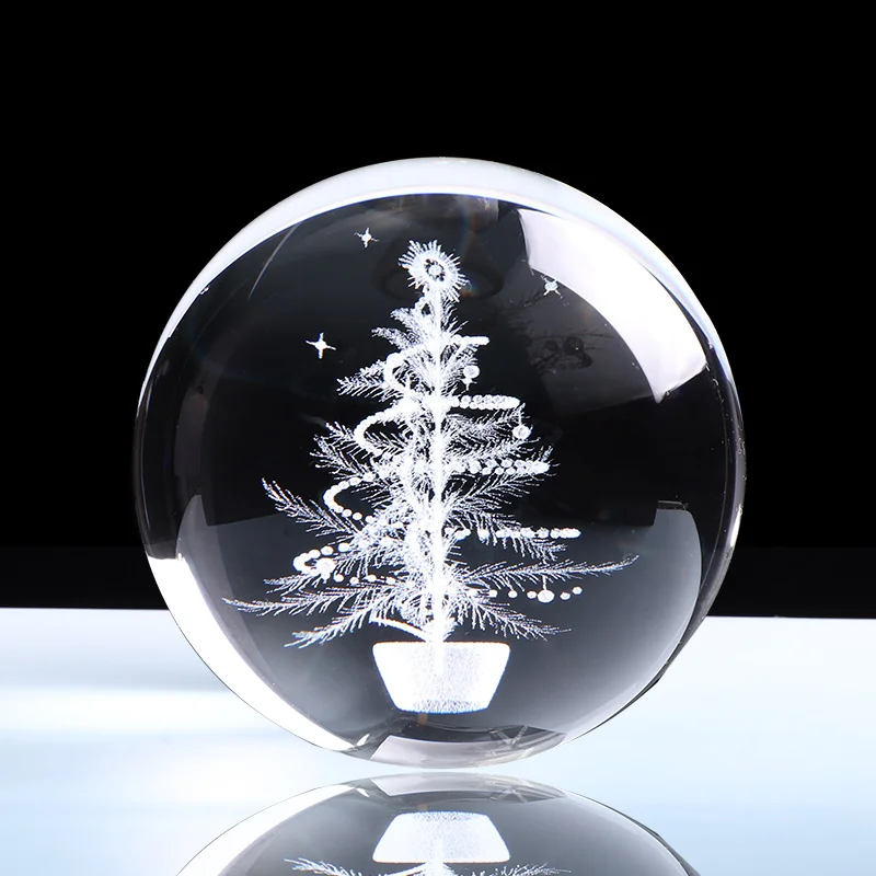 60 мм/80 мм 3D гравированное стекло Сфера Знак зодиака звезда, кристаллический шар лазерный кристалл ремесло для домашнего декора день рождения творческие подарки - Цвет: Christmas Tree
