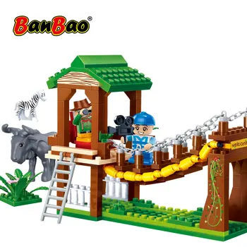 

BanBao 6658 Educational Building Blocks Bridge Camp National Zoo Park Animal Bricks Model Toys Children Farm Series