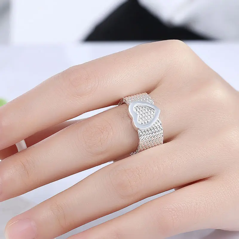 

New Design and Nobleness Mesh Love Heart Women Girls Carter Rings For Wedding Engagement Anillos Feminino Jewelry Accessory