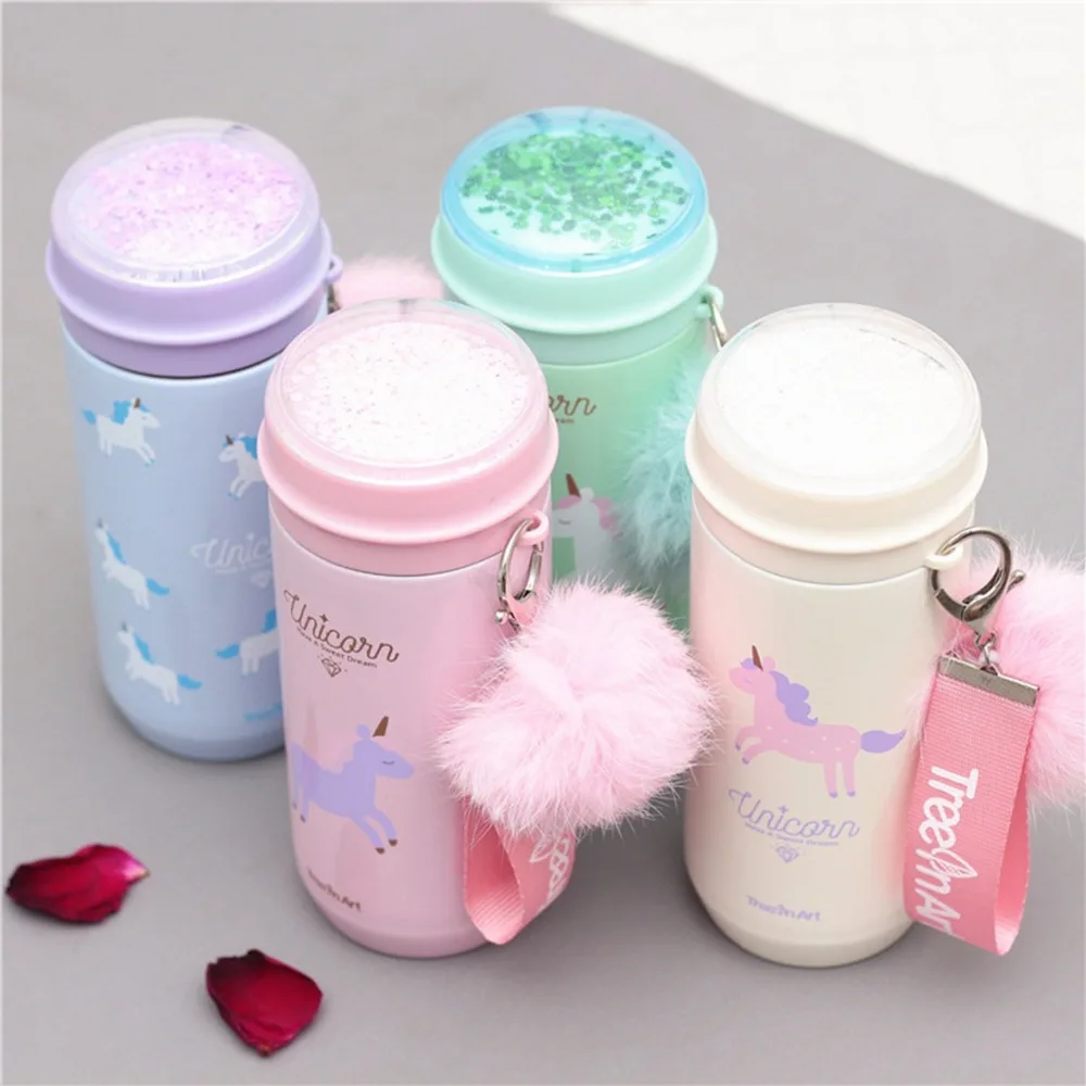 

1pc Kids Cute Rainbow Unicorn Water Bottle Sport Garrafa De Agua Plastic Shaker Portable Drinking Bottle for 350ML Water Bottle