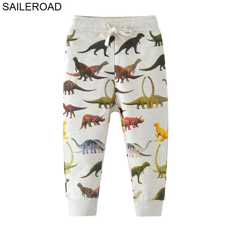 SAILEROAD 2 7T Cartoon Dinosaur Baby Boys Straight Pants For Spring