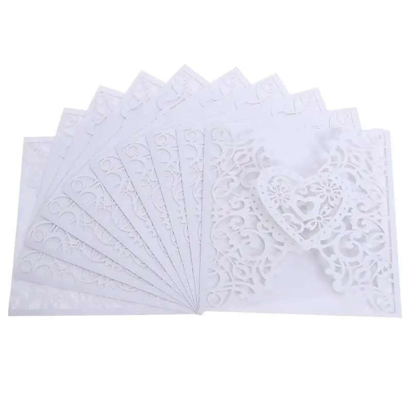  10Pcs Romantic Wedding Invitation Card Delicate Carved Small floral Pattern laser cut mr mrs weddin - 33045354554