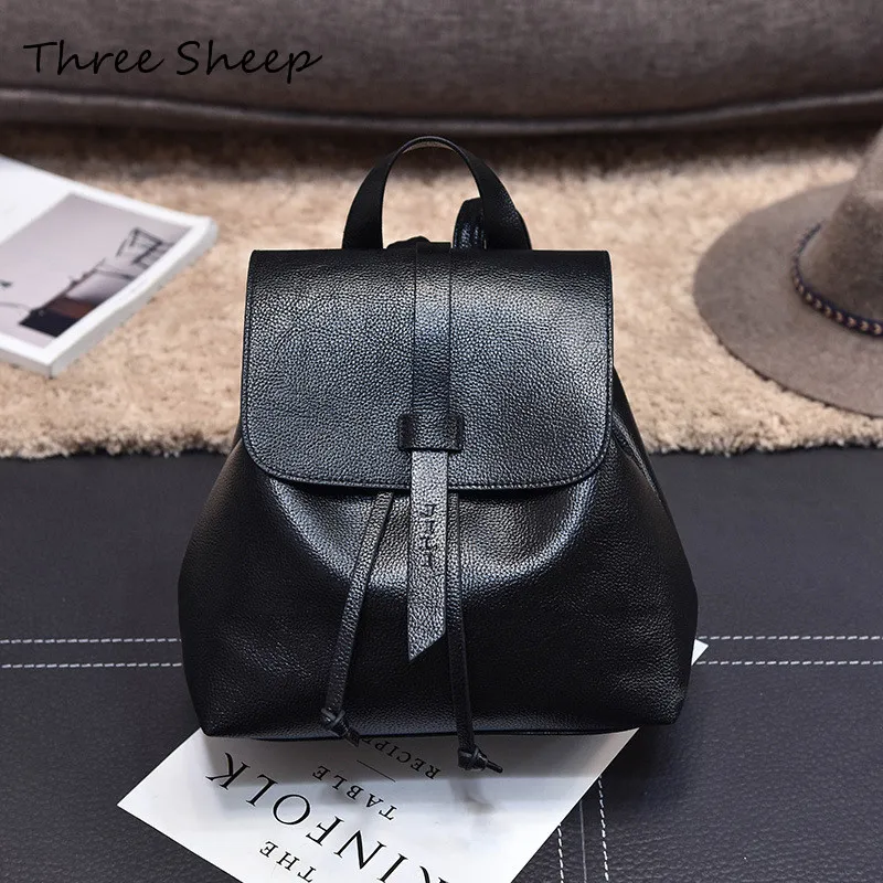 Fashion Small Women Backpacks Small Drawstring PU Leather Student Backpack Preppy Style Backpack Girls Women Backpack