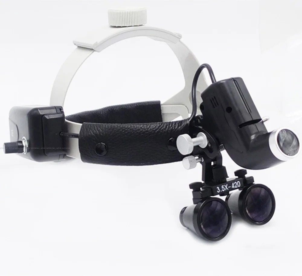 Kopen 3.5X vergrootglas hoge intensiteit led dental loupe chirurg bediening led head lamp chirurgische koplamp dental koplamp