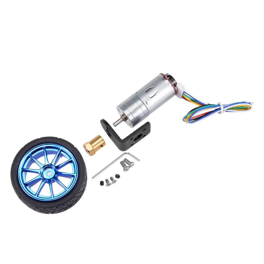 

Uxcell Hot DC 12V 140RPM D-Shape Shaft Encoder Gear Motor with 6 Ways Encoder 65mm Wheel Kit Smart Car Robot DIY GM25-370