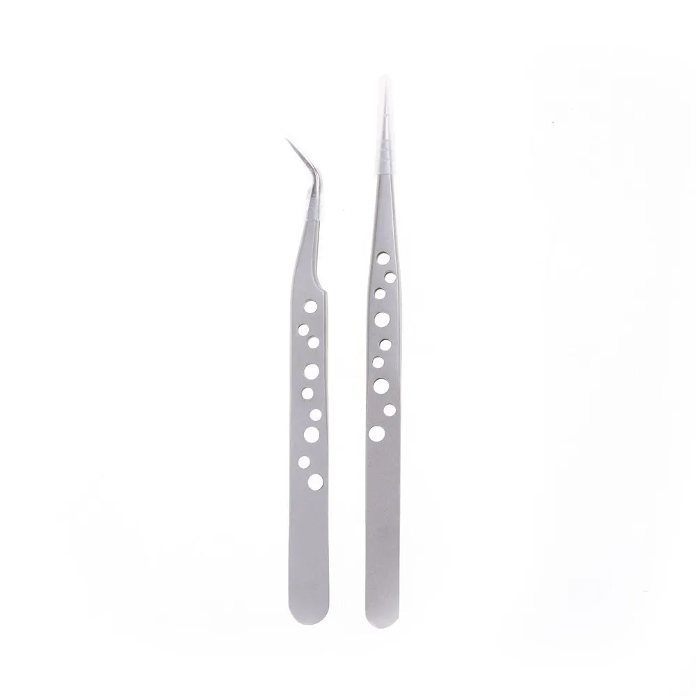 Electronic Tweezers Stainless Steel Precision Straight Curved Tweezers for Mobile Phone Repair Tools Hand Tools 2 Styles